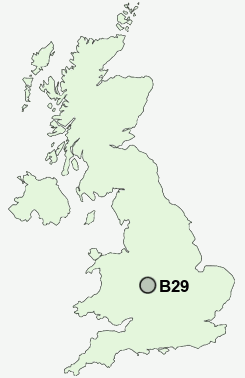 B29 Postcode map