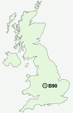 B90 Postcode map