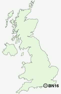 BN16 Postcode map