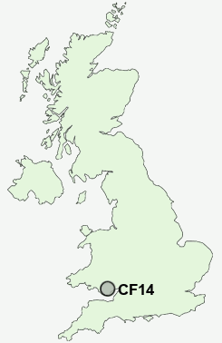 CF14 Postcode map