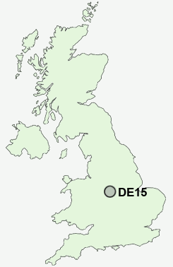 DE15 Postcode map