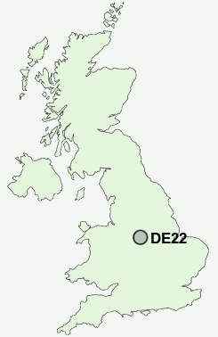 DE22 Postcode map