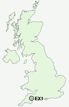 EX1 Postcode map