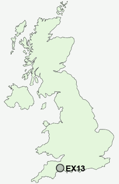 EX13 Postcode map