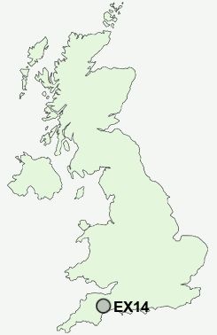 EX14 Postcode map