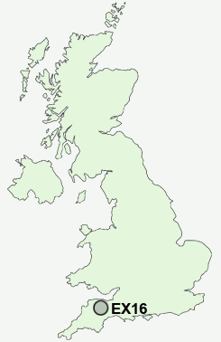 EX16 Postcode map