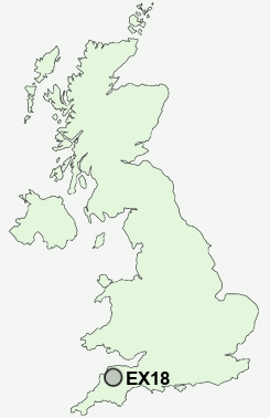 EX18 Postcode map