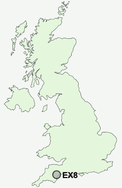 EX8 Postcode map