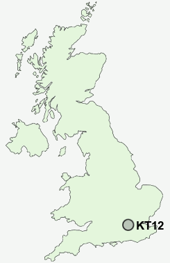 KT12 Postcode map