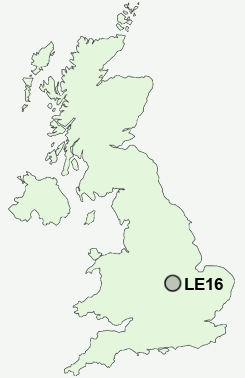 LE16 Postcode map