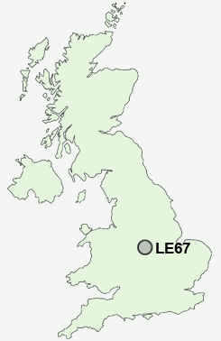 LE67 Postcode map