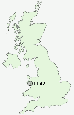 LL42 Postcode map