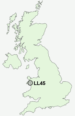 LL45 Postcode map