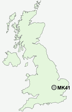 MK41 Postcode map