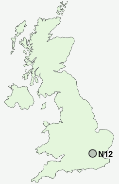 N12 Postcode map