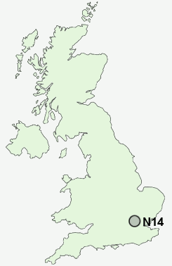 N14 Postcode map