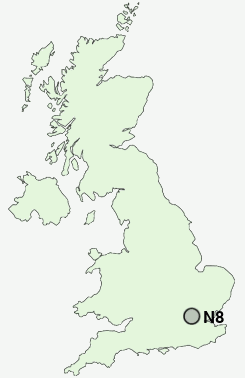 N8 Postcode map