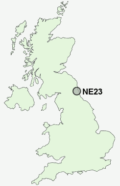 NE23 Postcode map