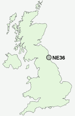 NE36 Postcode map