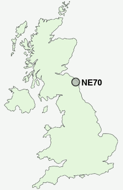 NE70 Postcode map