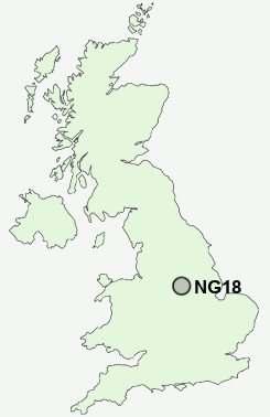 NG18 Postcode map