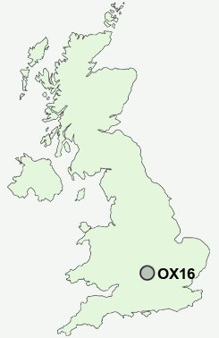 OX16 Postcode map