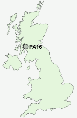 PA16 Postcode map