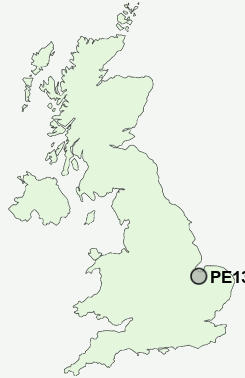 PE13 Postcode map