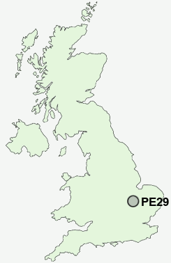 PE29 Postcode map