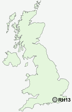 RH13 Postcode map