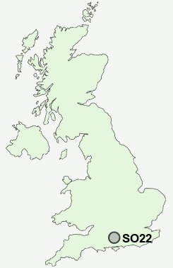 SO22 Postcode map