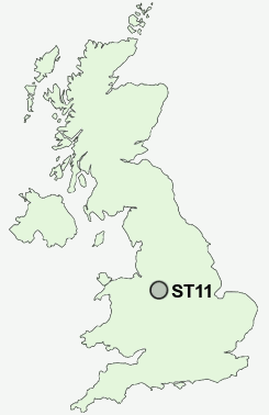 ST11 Postcode map