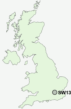 SW13 Postcode map