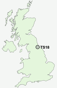 TS18 Postcode map