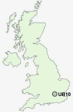 UB10 Postcode map